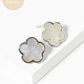 18K Gold Dipped 14mm Semi-Precious Stone Flower Stud Earrings