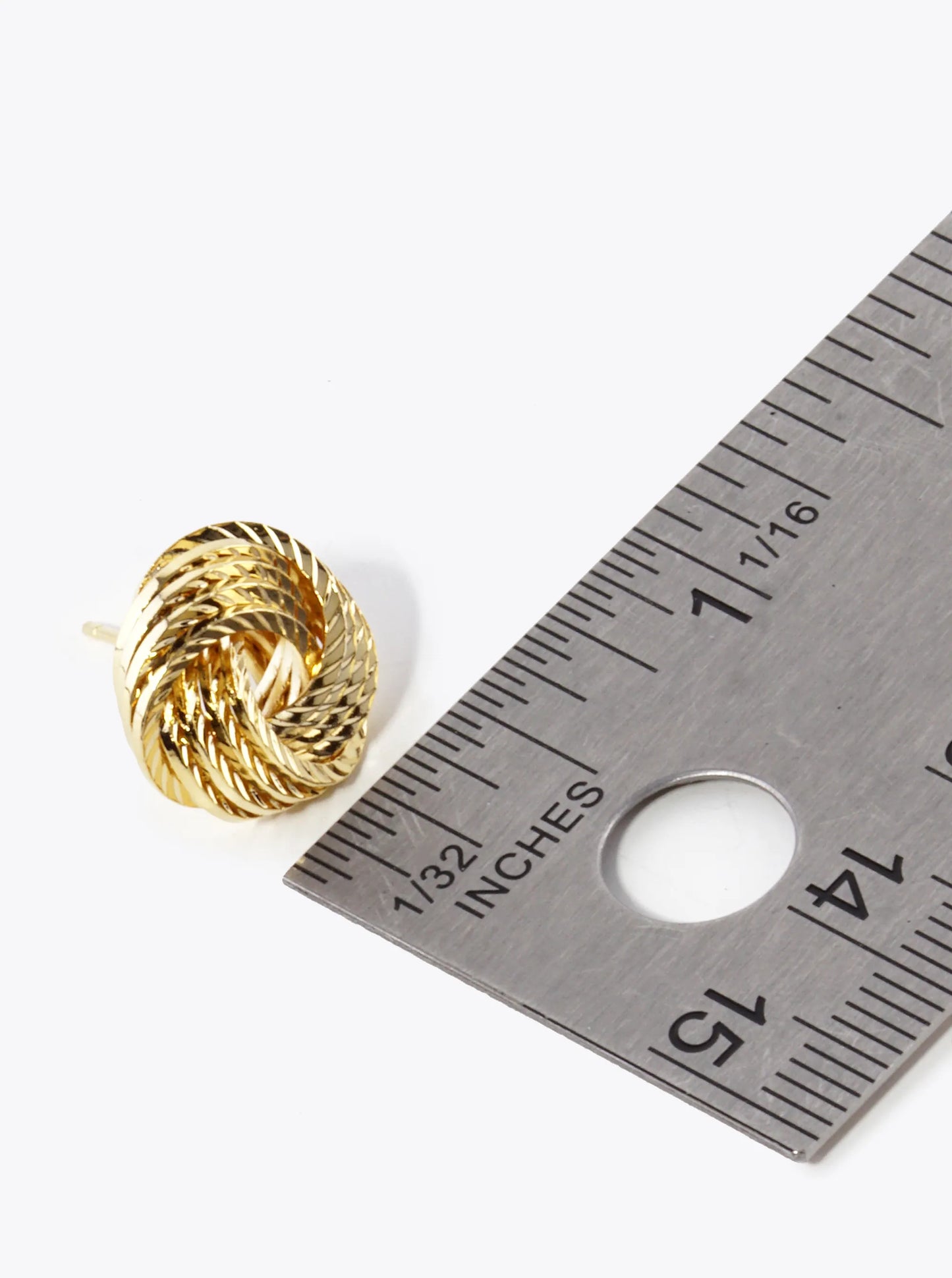 18K Gold Dipped 14mm Textured Brass Love Knot Stud Earrings