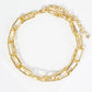 18K Gold Dipped 15mm 6mm Brass Layered Link Chain Anklet