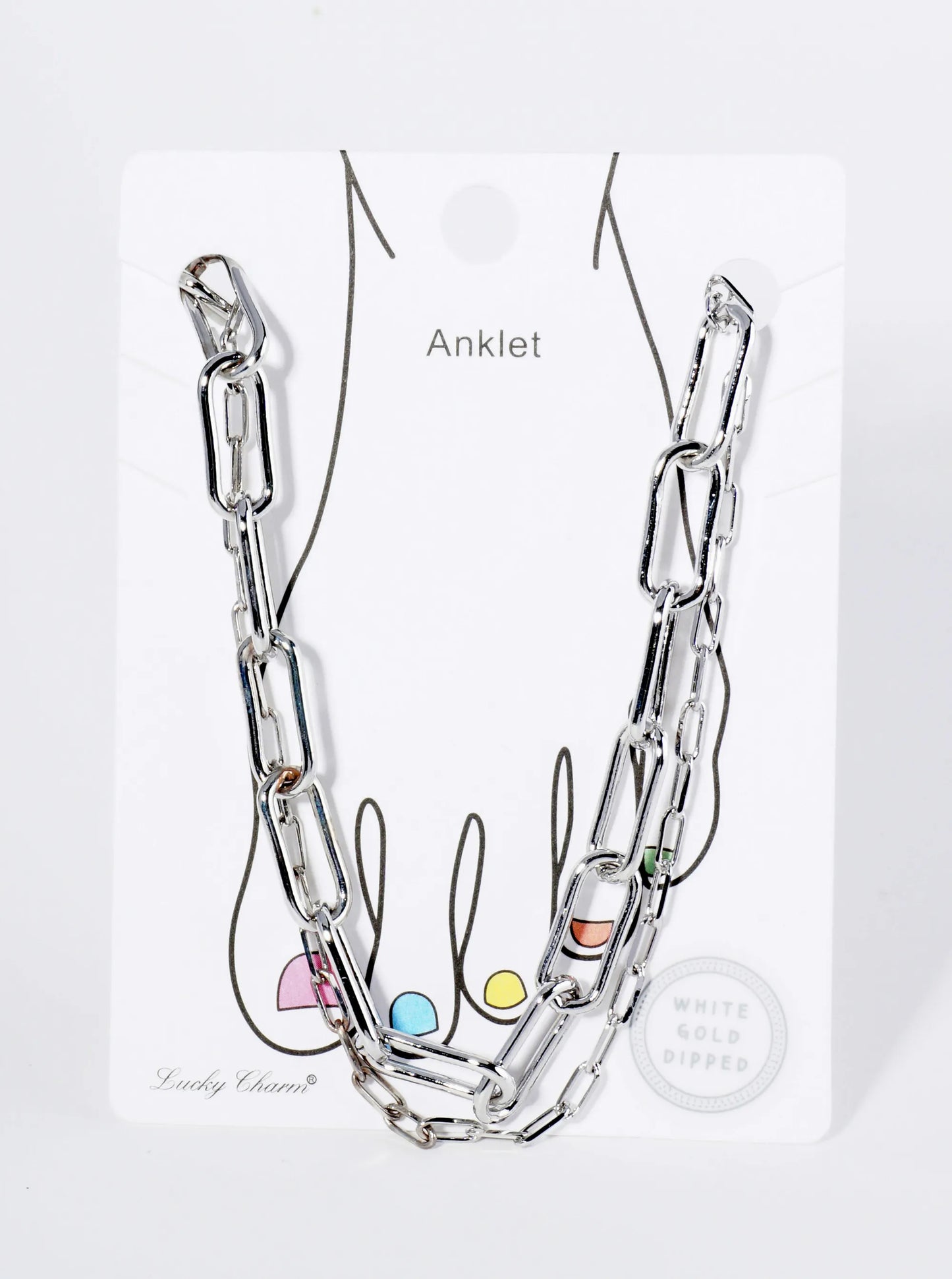 18K Gold Dipped 15mm 6mm Brass Layered Link Chain Anklet