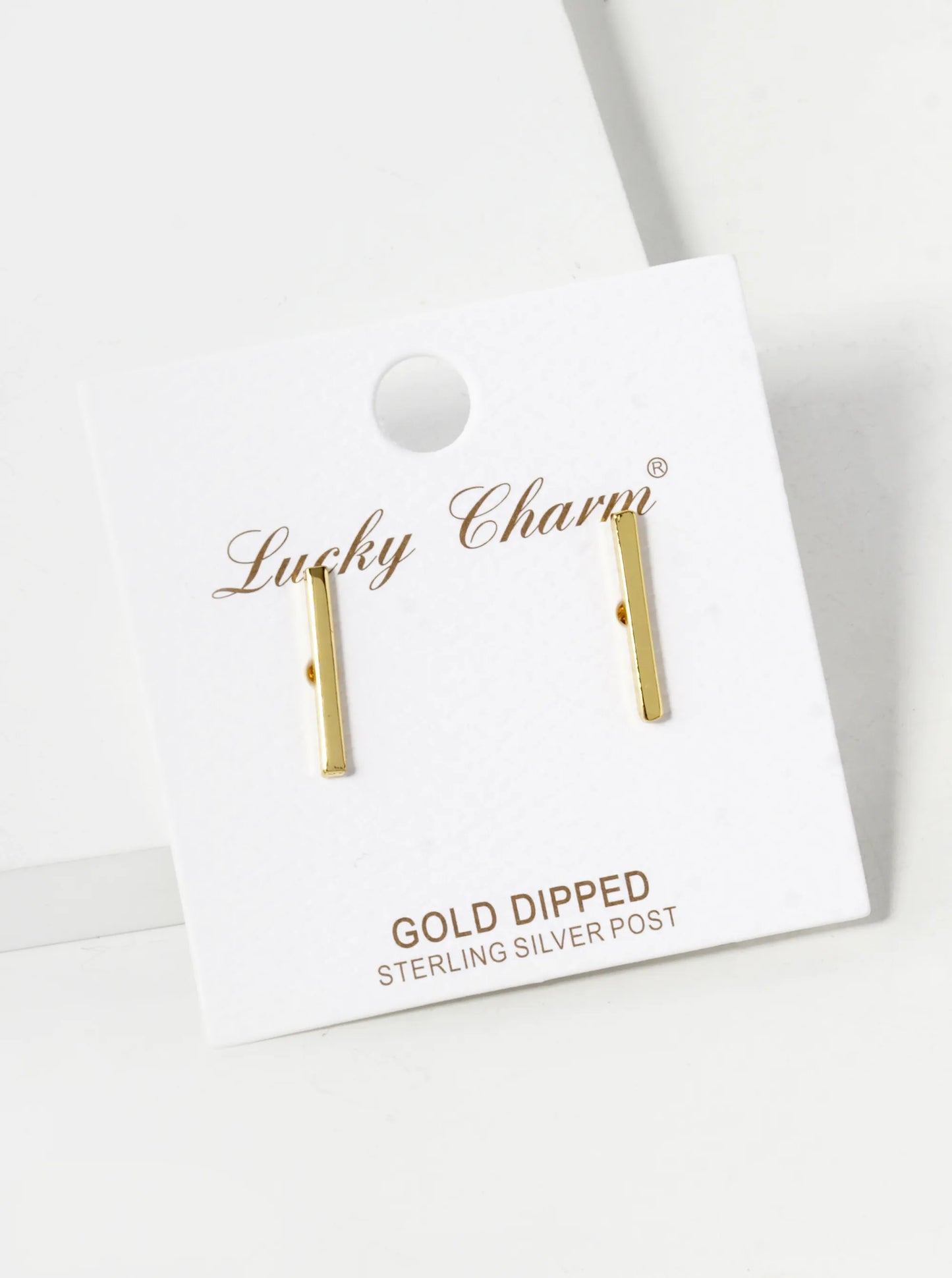 18K Gold Dipped 15mm Brass Bar Sterling Silver Post Stud Earrings