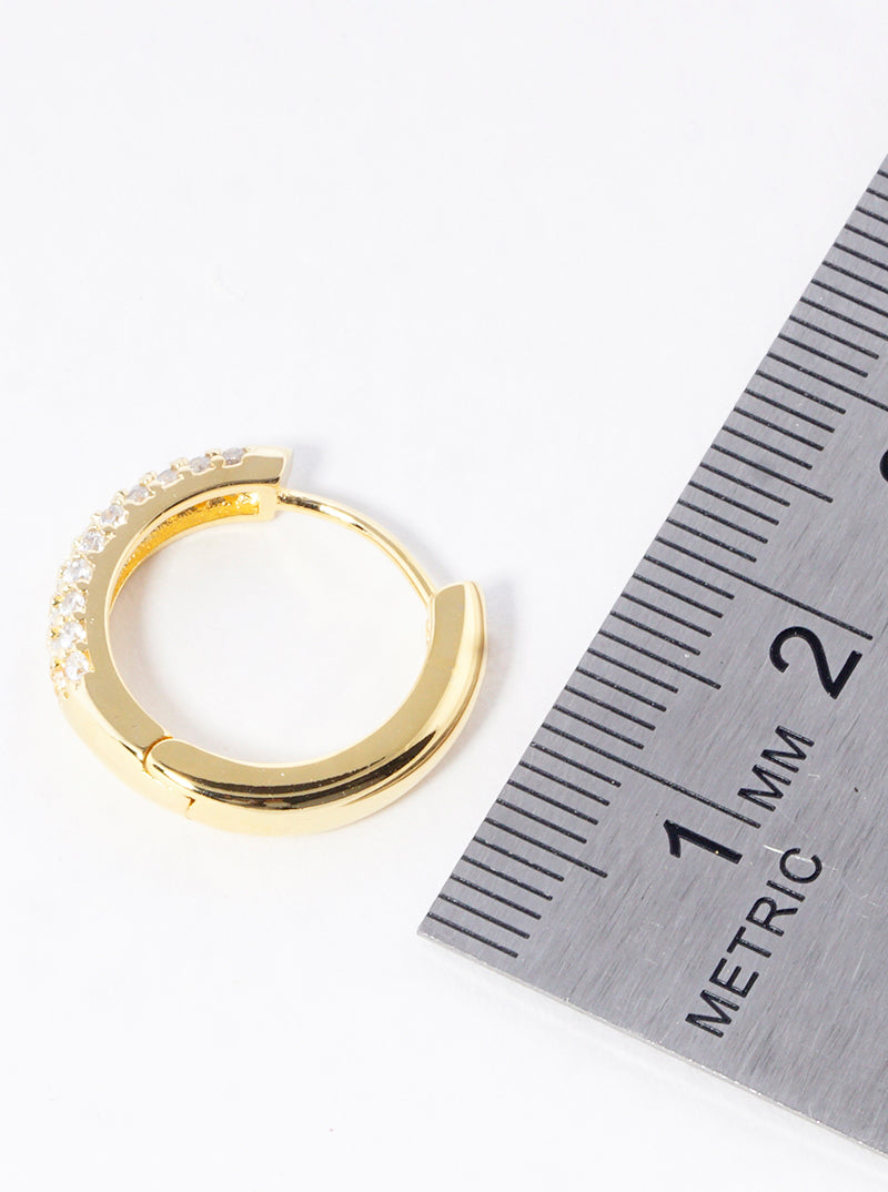 18K Gold Dipped 15mm CZ Pave Huggie Hoop Earrings