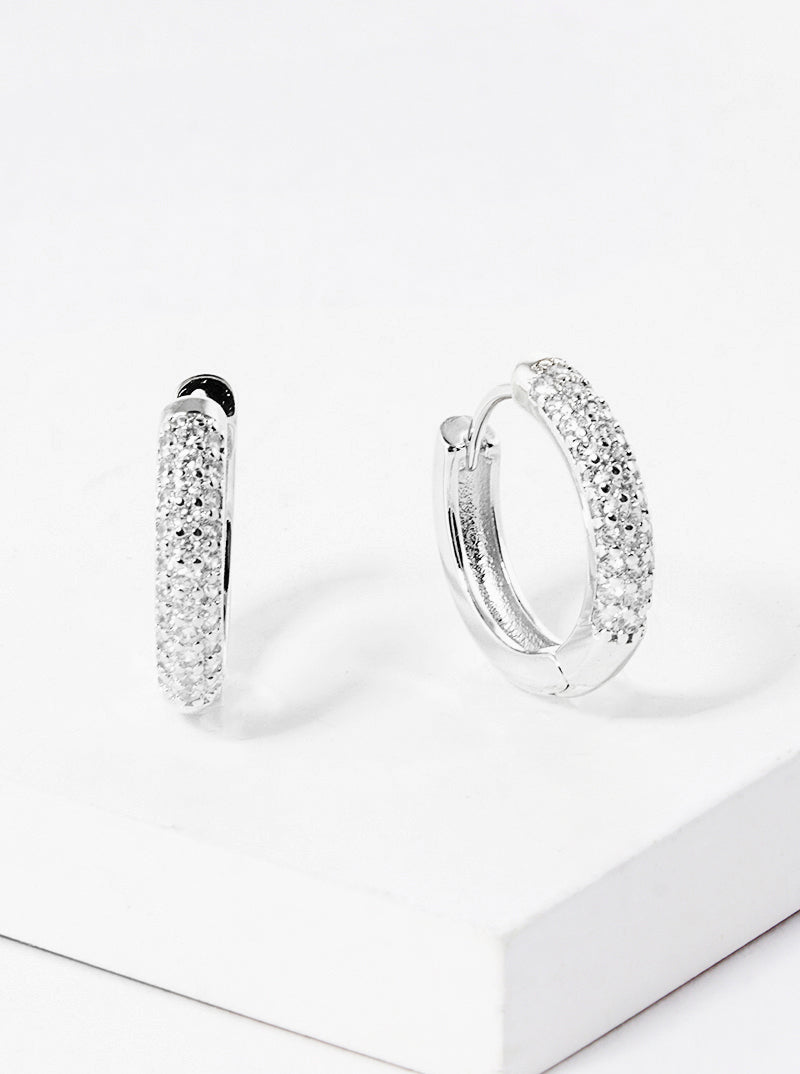 18K Gold Dipped 15mm CZ Pave Huggie Hoop Earrings