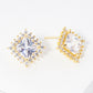 White Gold Dipped 15mm CZ Pave Rhombus Post Stud Earrings