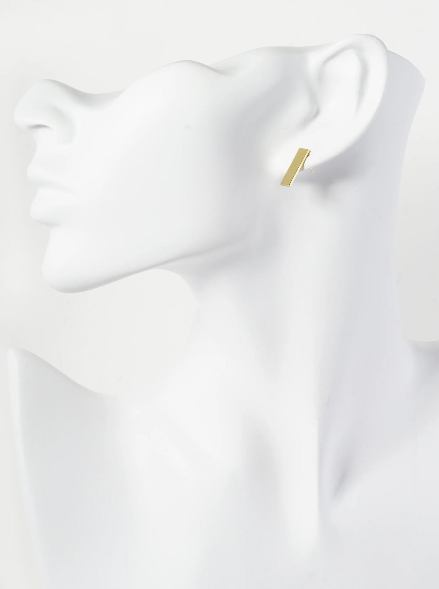18K Gold Dipped 15mm Flat Rectangle Bar Stud Earrings