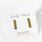 18K Gold Dipped 15mm Flat Rectangle Bar Stud Earrings