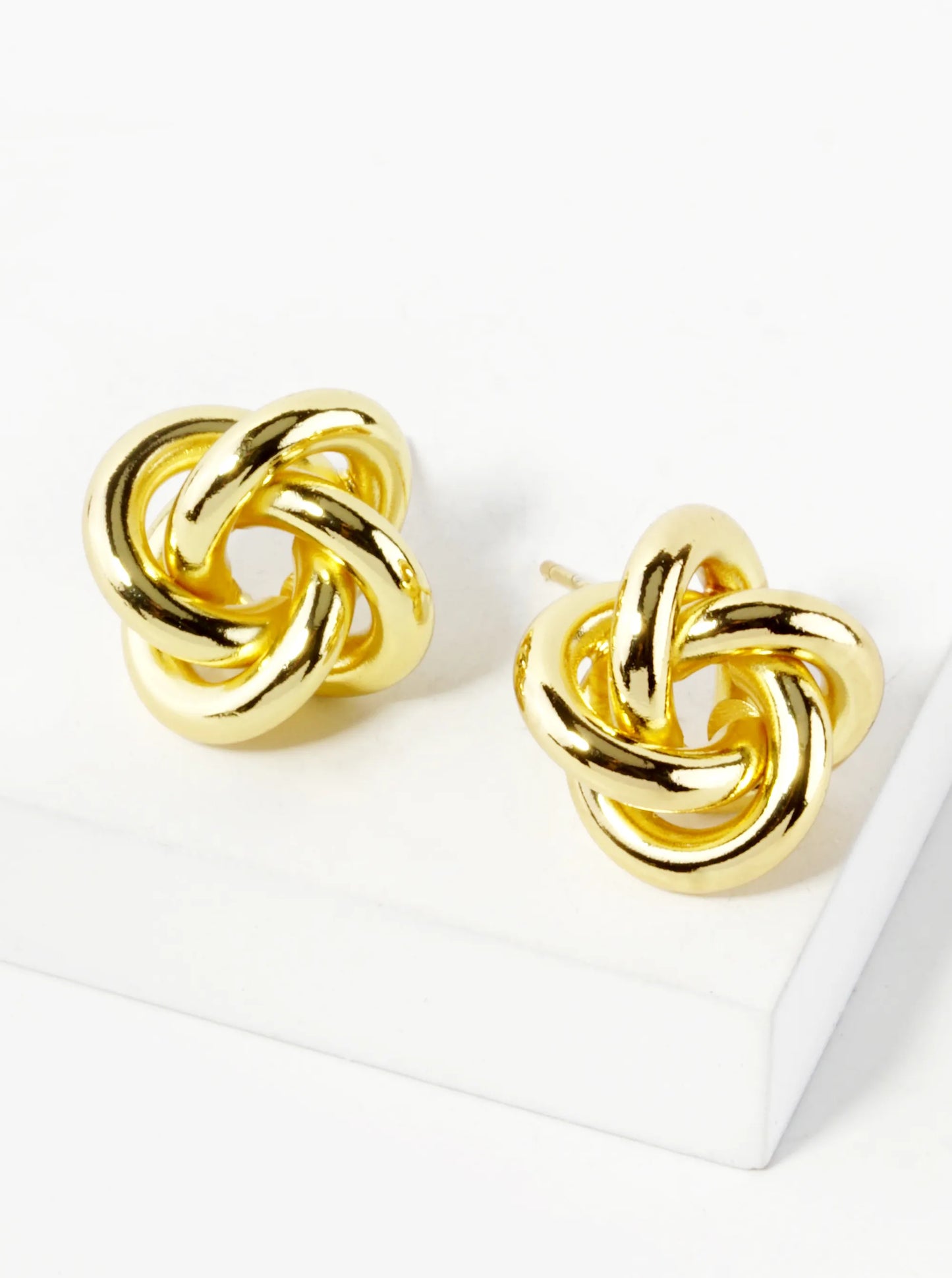 18K Gold Dipped 15mm Love Knot Stud Earrings