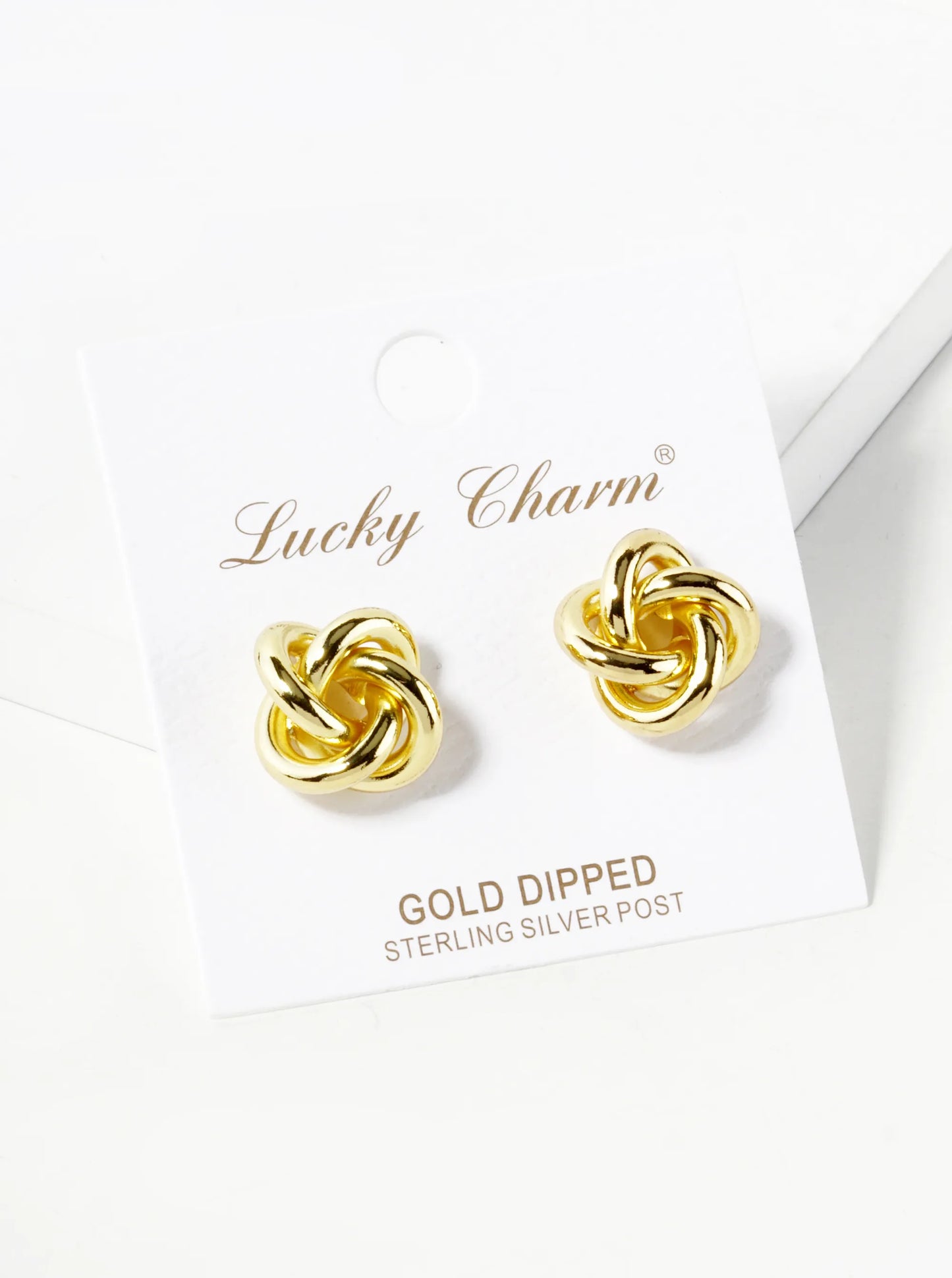 18K Gold Dipped 15mm Love Knot Stud Earrings