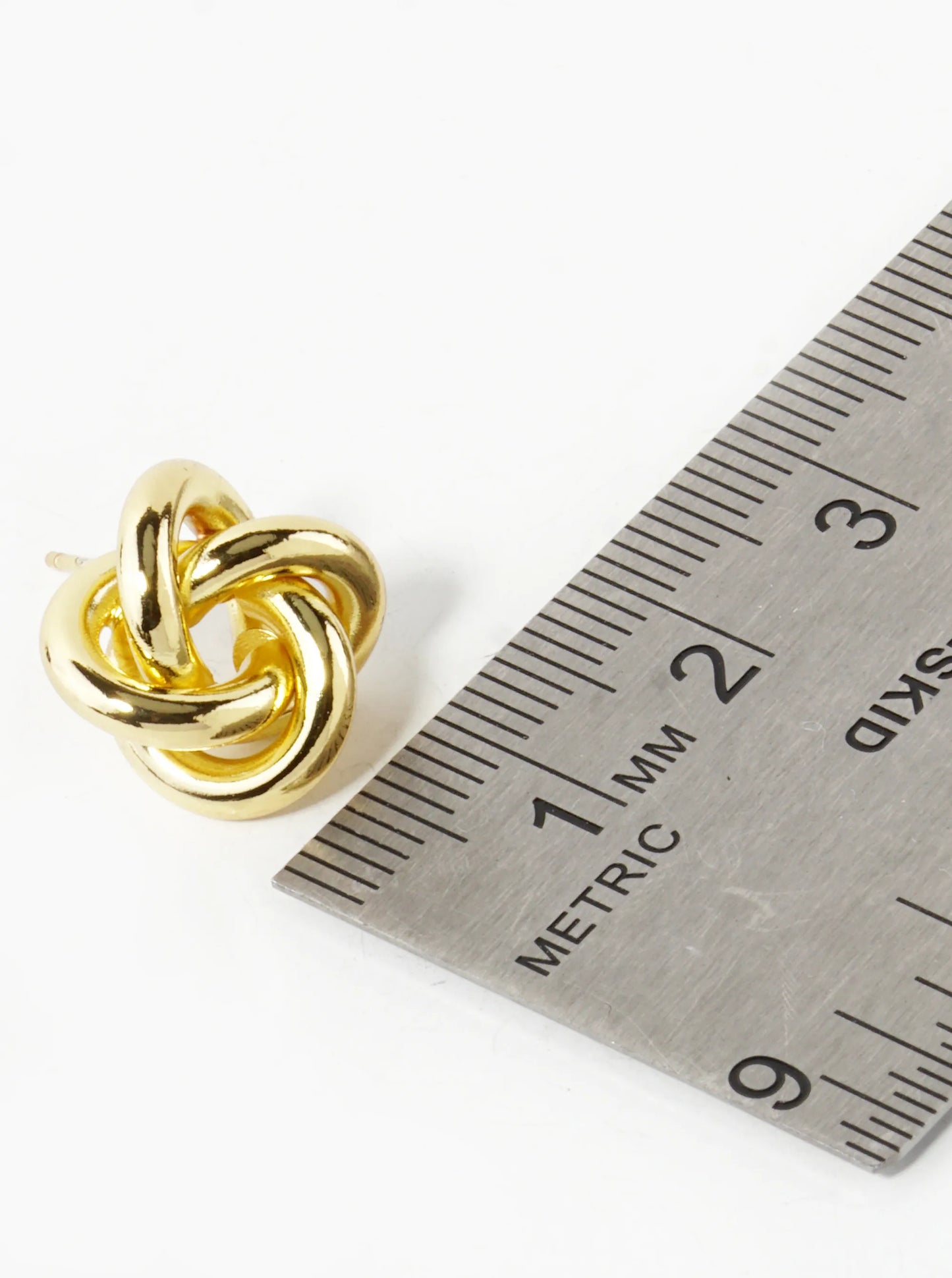 18K Gold Dipped 15mm Love Knot Stud Earrings