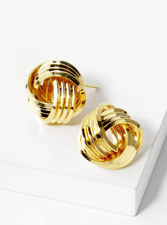 18K Gold Dipped 15mm Textured Love Knot Stud Earrings
