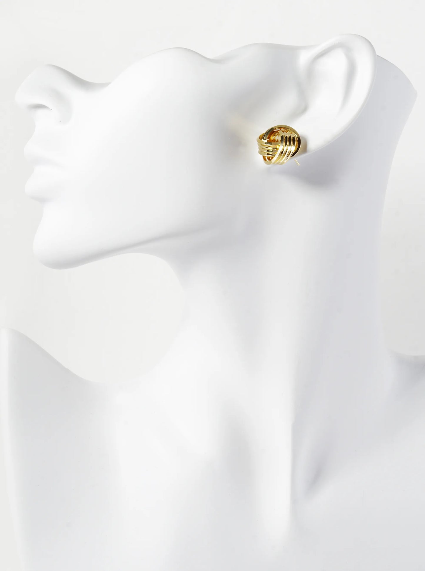 18K Gold Dipped 15mm Textured Love Knot Stud Earrings