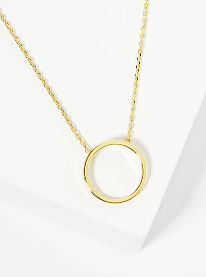 18K Gold Dipped 15mm Wire Circle Pendant Necklace