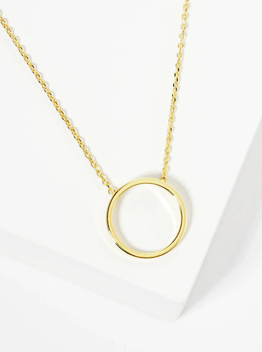 18K Gold Dipped 15mm Wire Circle Pendant Necklace