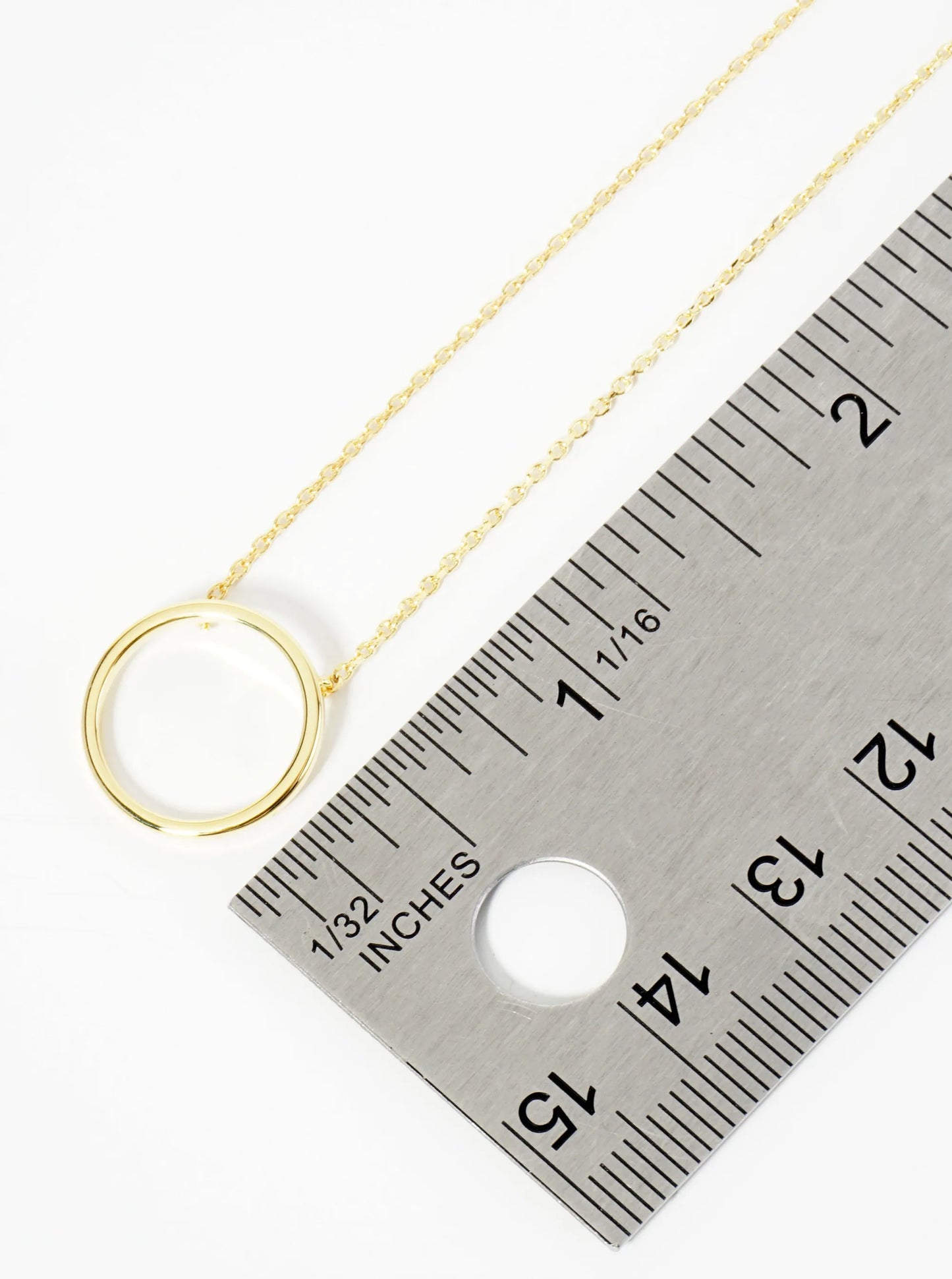18K Gold Dipped 15mm Wire Circle Pendant Necklace