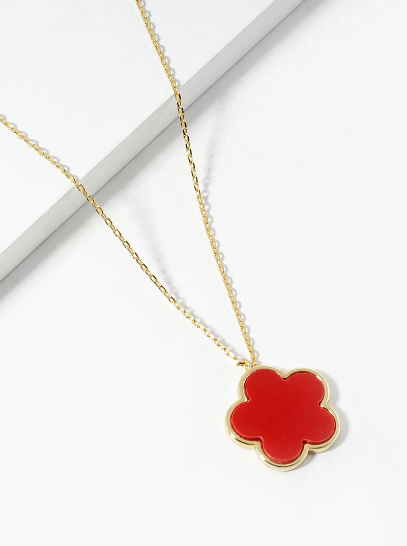 18K Gold Dipped 16mm Flower Pendant Necklace