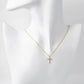 18K Gold Dipped 16mm Marquise Shaped Cubic Zirconia Stone Cross Pendant Necklace