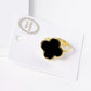 18K Gold Dipped 16mm Semi-Precious Quatrefoil Adjustable Ring