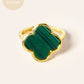 18K Gold Dipped 16mm Semi-Precious Quatrefoil Adjustable Ring