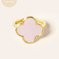 18K Gold Dipped 16mm Semi-Precious Quatrefoil Adjustable Ring
