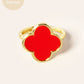 18K Gold Dipped 16mm Semi-Precious Quatrefoil Adjustable Ring