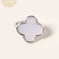 18K Gold Dipped 16mm Semi-Precious Quatrefoil Adjustable Ring