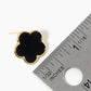 18K Gold Dipped 16mm Semi-Precious Stone Flower Stud Earrings