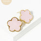 18K Gold Dipped 16mm Semi-Precious Stone Flower Stud Earrings