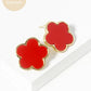 18K Gold Dipped 16mm Semi-Precious Stone Flower Stud Earrings
