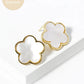 18K Gold Dipped 16mm Semi-Precious Stone Flower Stud Earrings