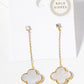 18K Gold Dipped 17mm Quatrefoil Chain Drop Dangle Post Earrings
