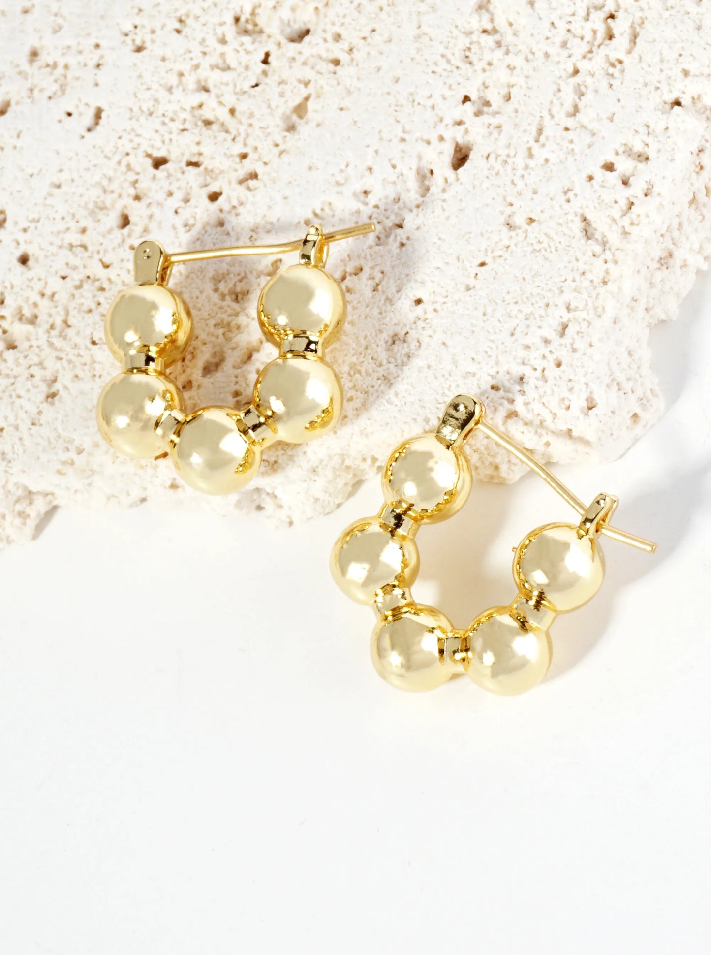18K Gold Dipped 18mm Brass Ball Hoop Earrings