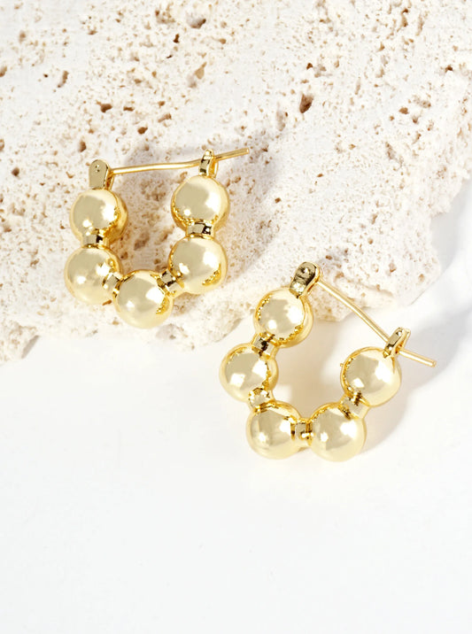 18K Gold Dipped 18mm Brass Ball Hoop Earrings