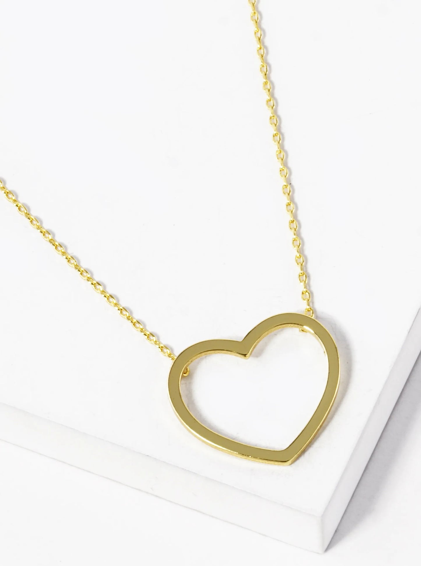 18K Gold Dipped 18mm Brass Heart Pendant Necklace