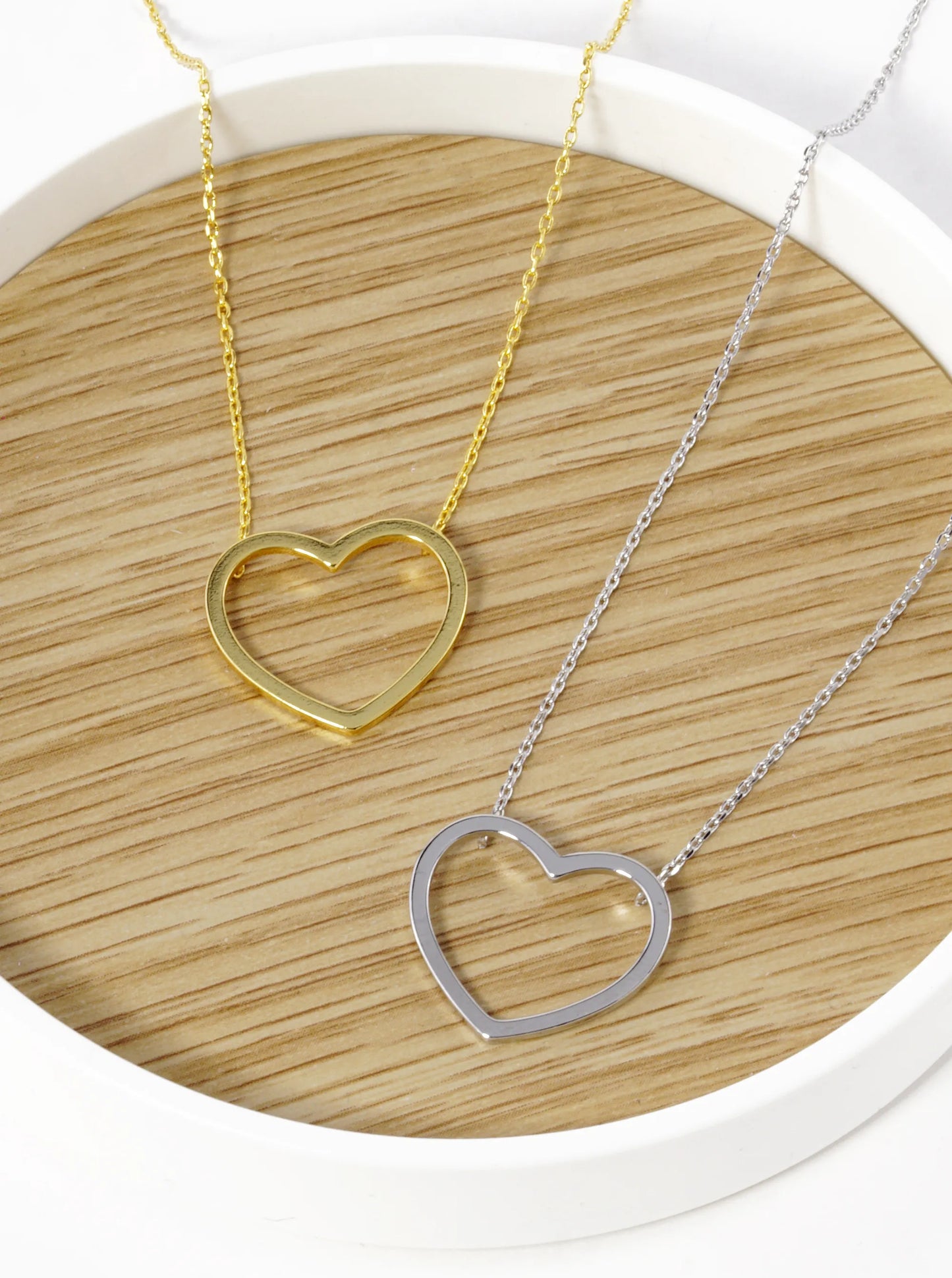 18K Gold Dipped 18mm Brass Heart Pendant Necklace