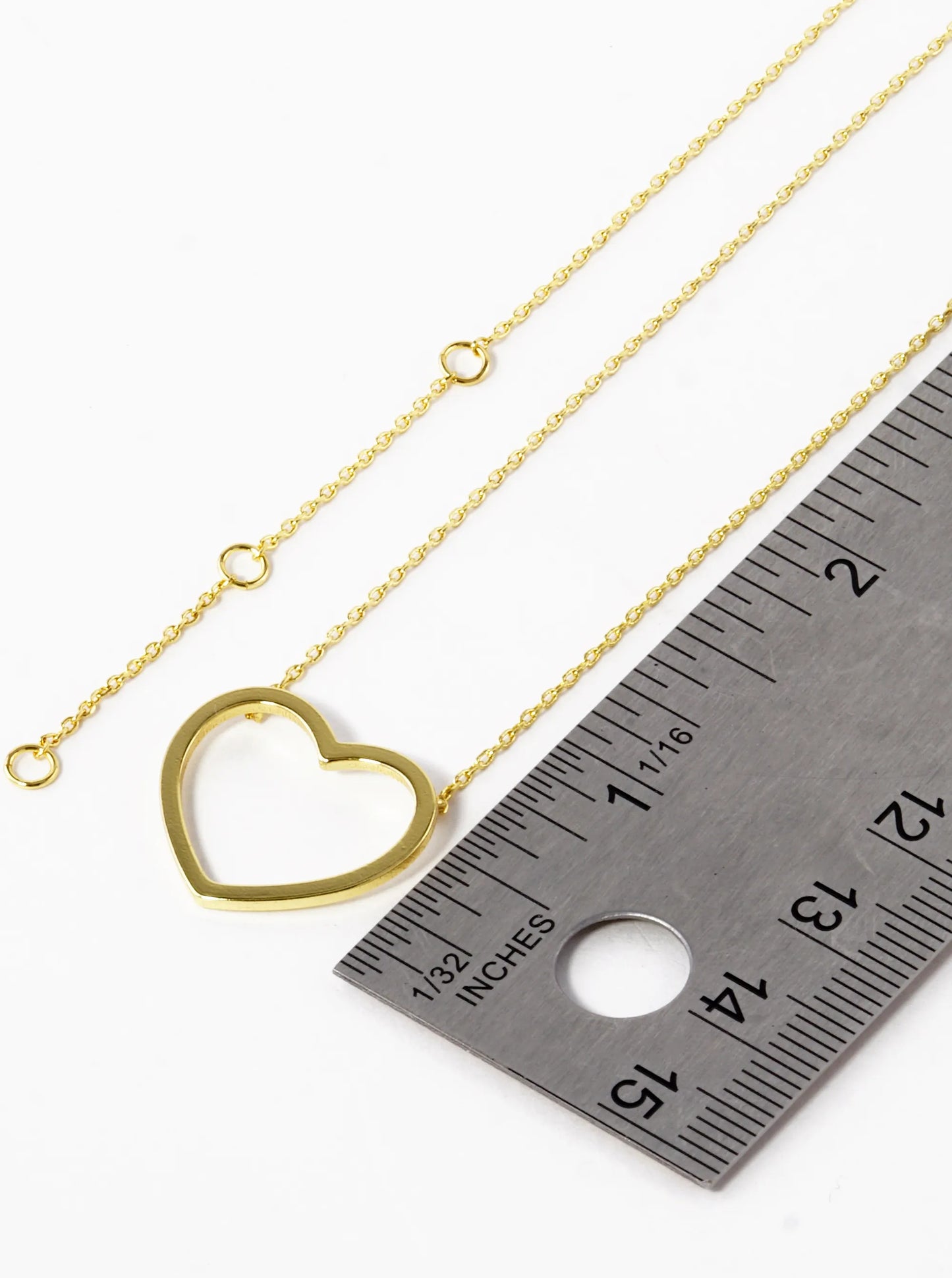 18K Gold Dipped 18mm Brass Heart Pendant Necklace