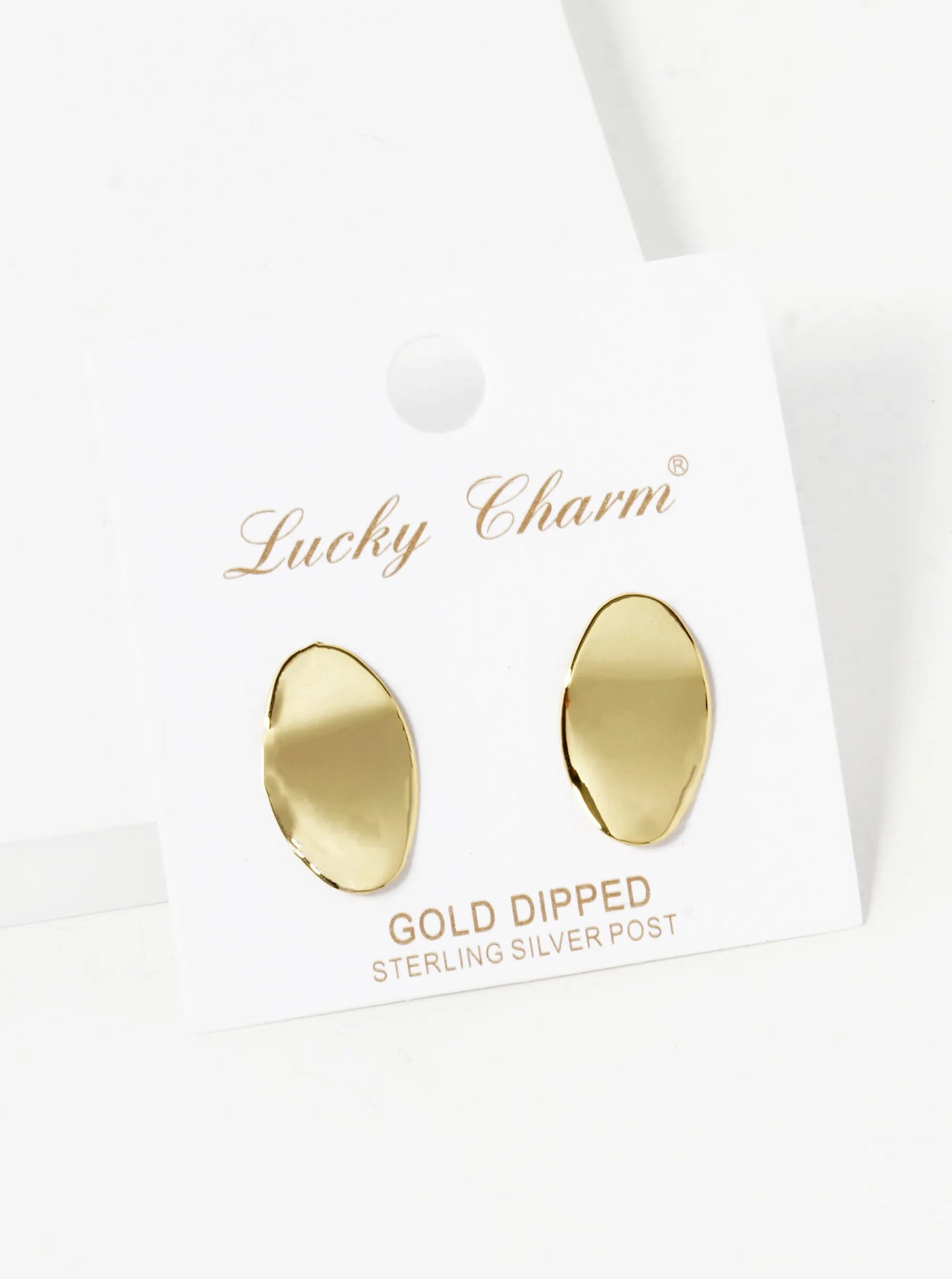 18K Gold Dipped 18mm Curved Brass Oval Sterling Silver Post Stud Earrings