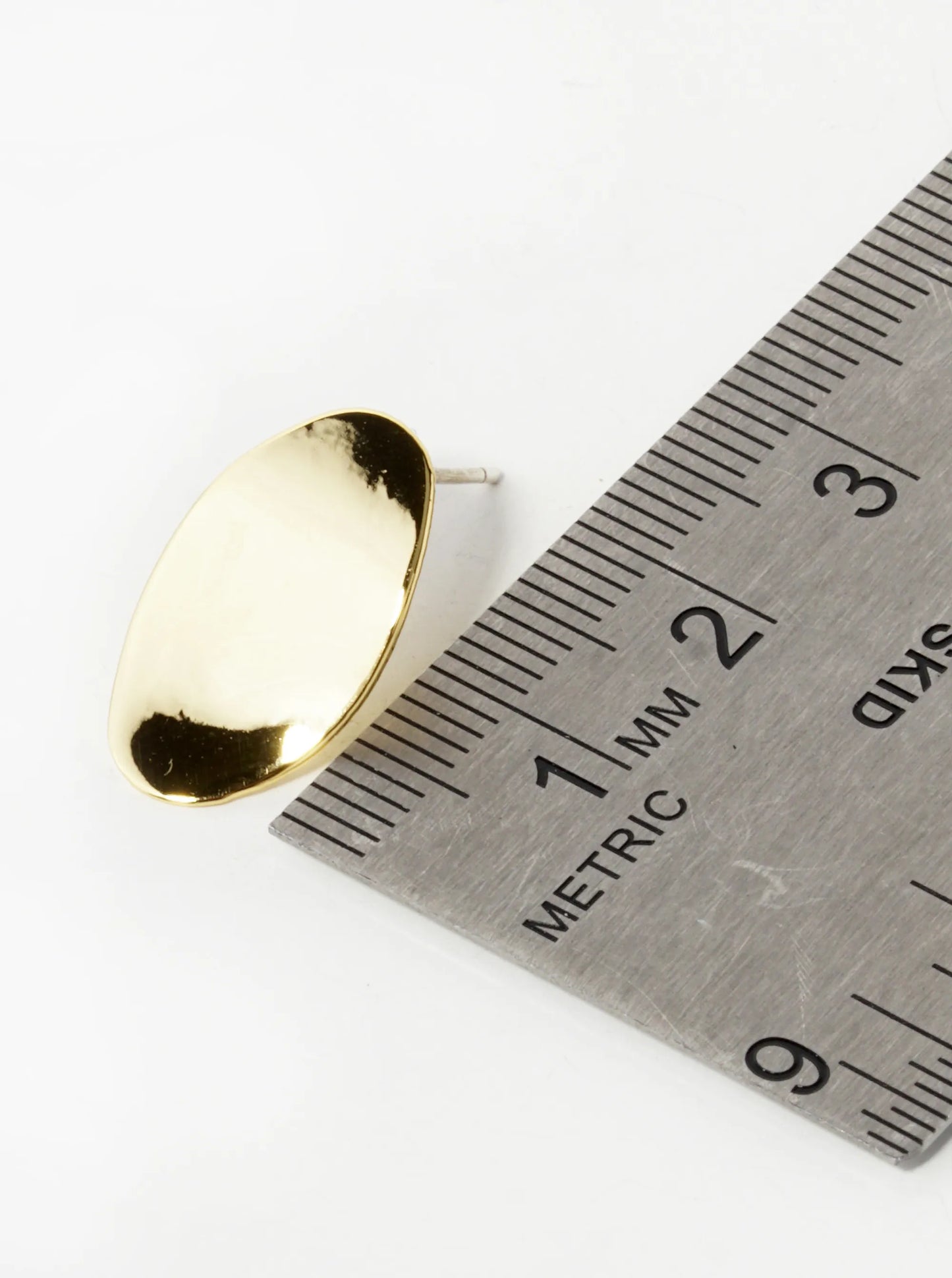 18K Gold Dipped 18mm Curved Brass Oval Sterling Silver Post Stud Earrings