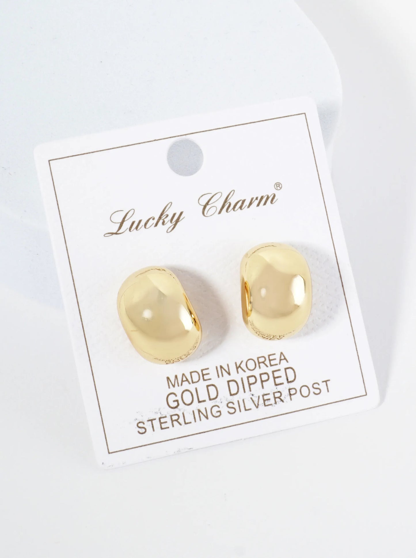 18K Gold Dipped 18mm Curved Oval Post Earrings