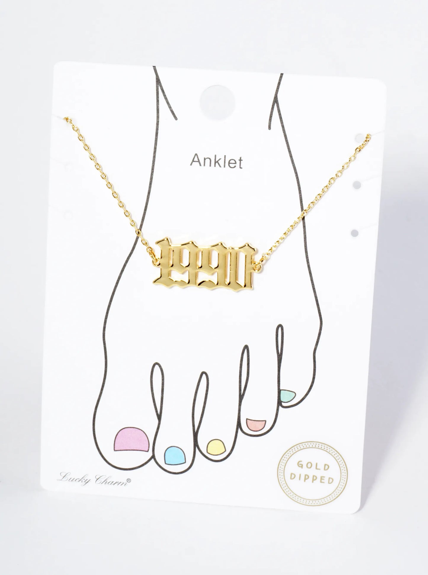 18K Gold Dipped 1990 Birth Year Brass Chain Anklet