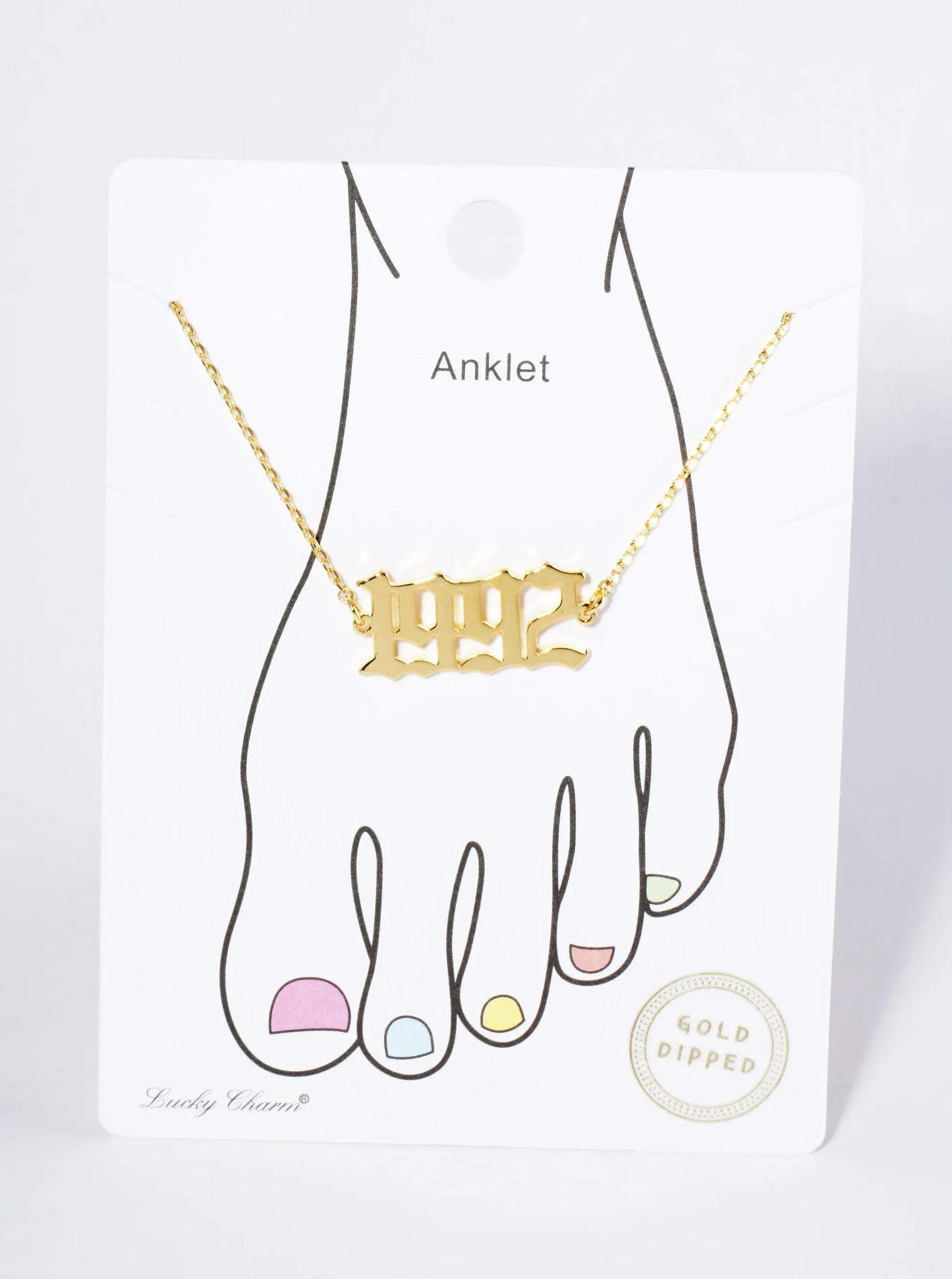 18K Gold Dipped 1992 Birth Year Brass Chain Anklet