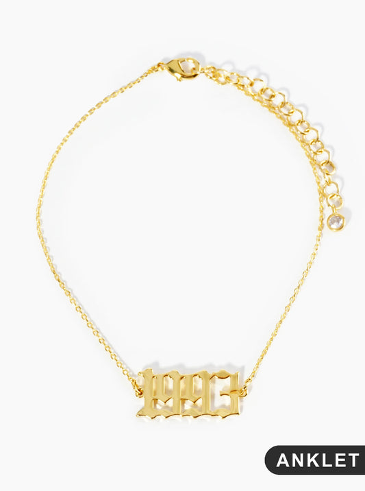 18K Gold Dipped 1993 Birth Year Brass Chain Anklet