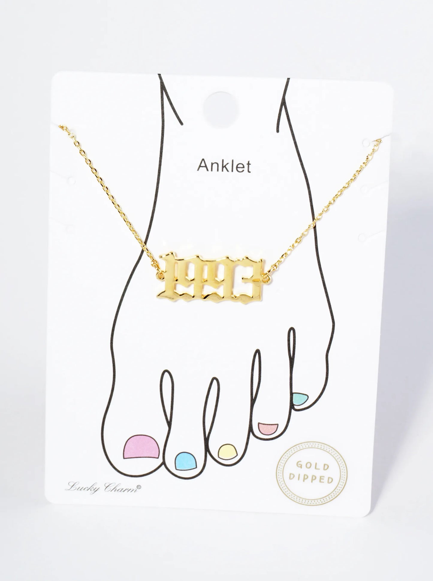 18K Gold Dipped 1993 Birth Year Brass Chain Anklet
