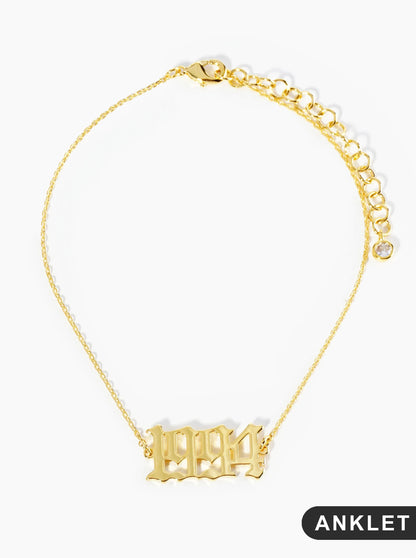 18K Gold Dipped 1994 Birth Year Brass Chain Anklet