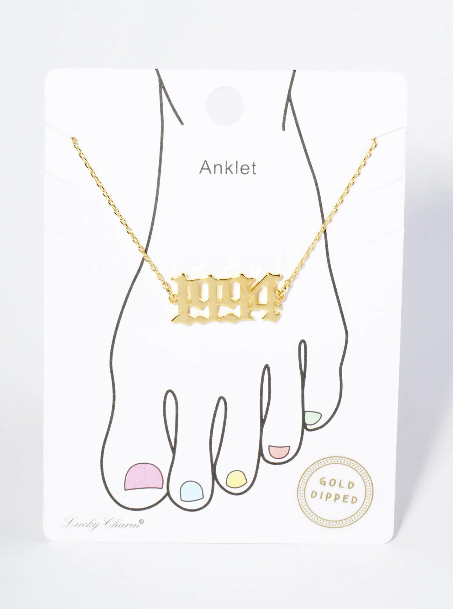 18K Gold Dipped 1994 Birth Year Brass Chain Anklet