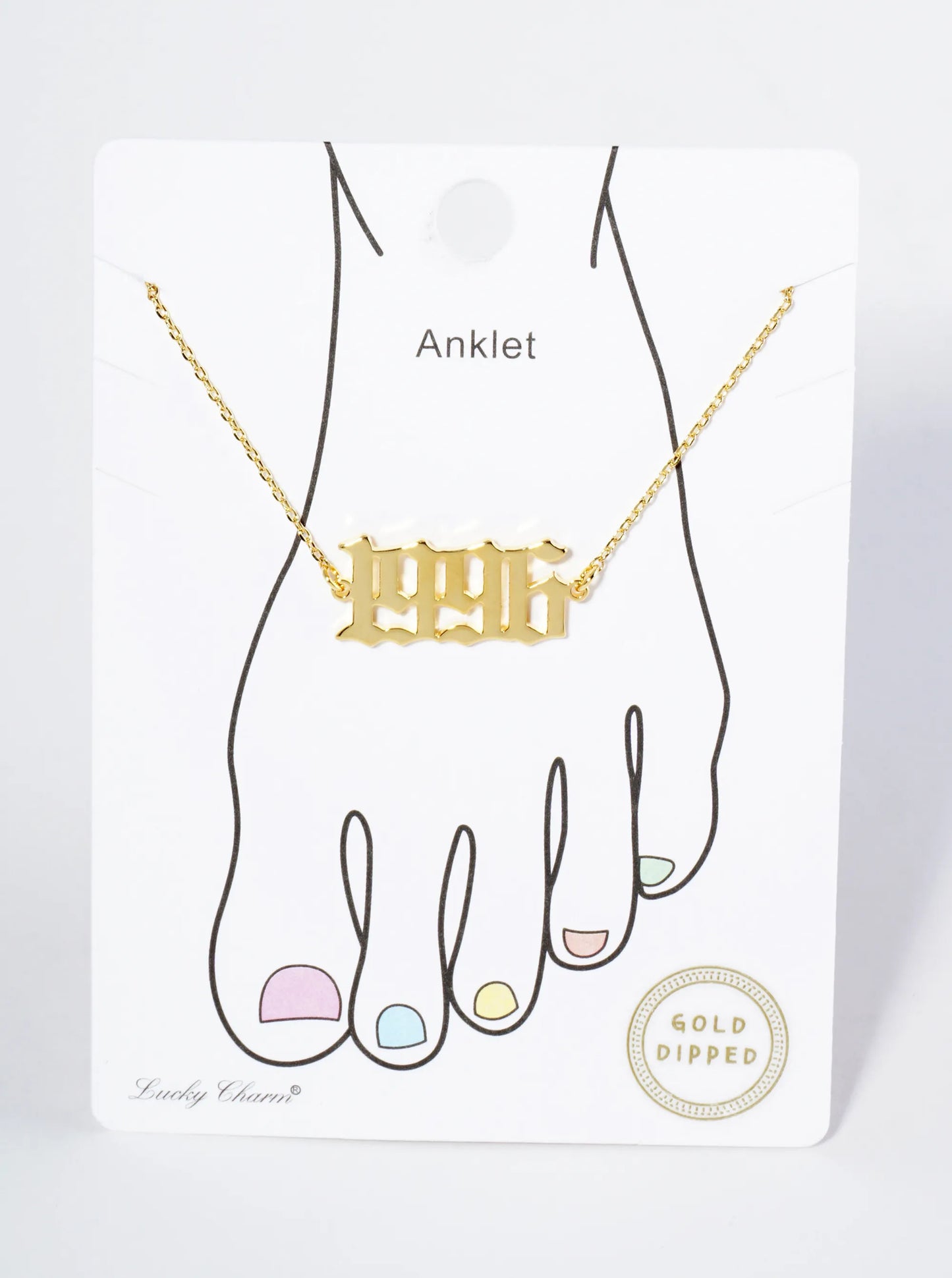 18K Gold Dipped 1996 Birth Year Brass Chain Anklet