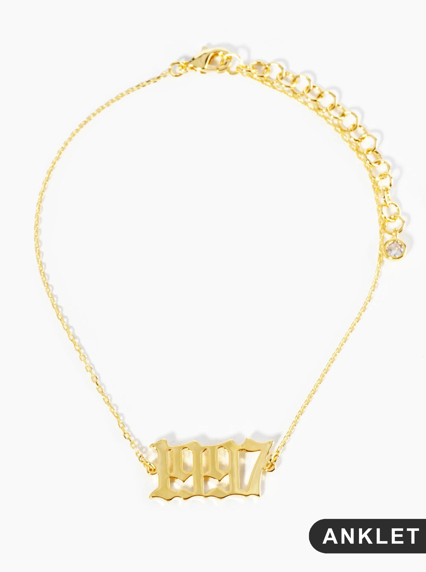 18K Gold Dipped 1997 Birth Year Brass Chain Anklet