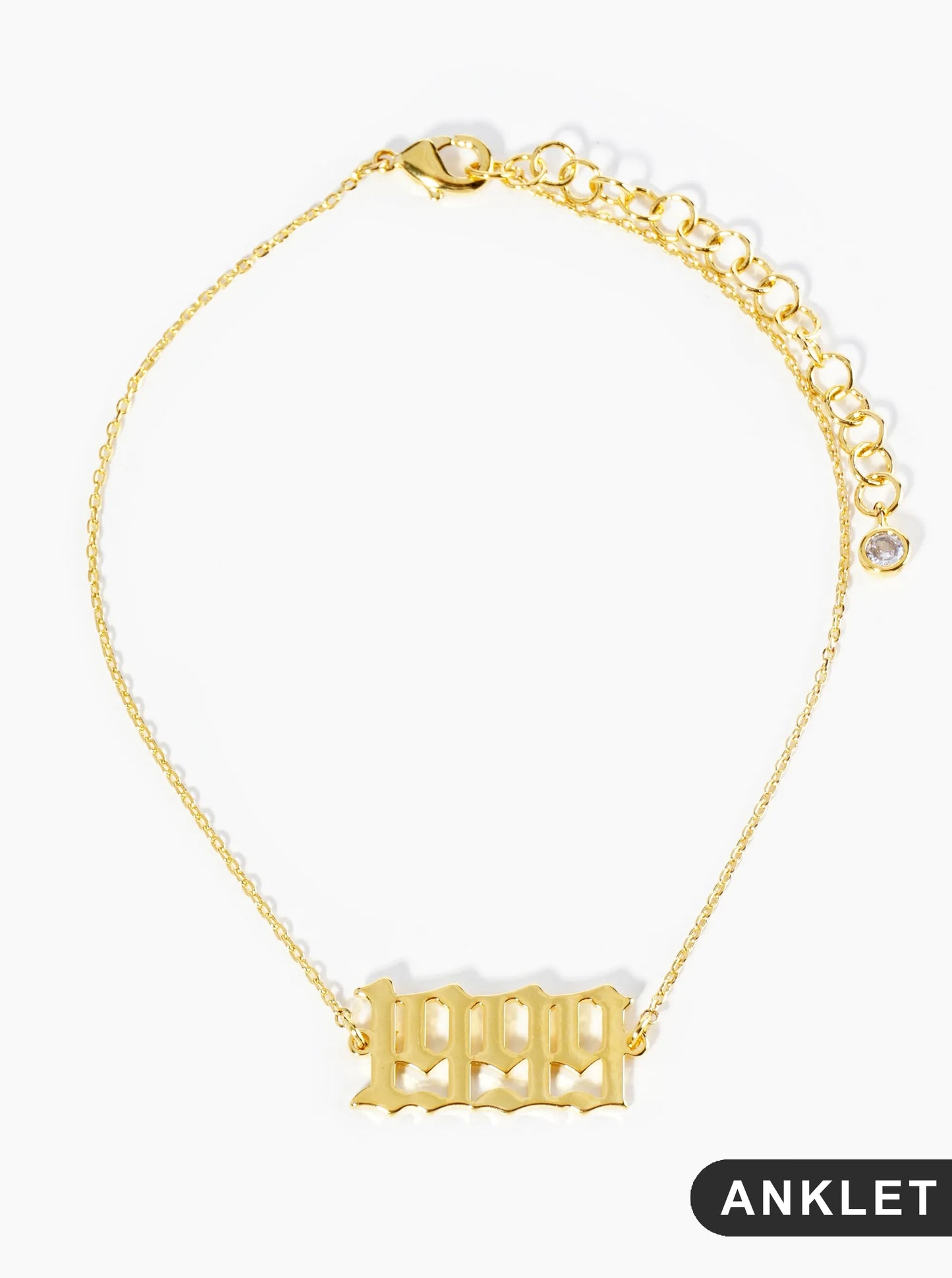 18K Gold Dipped 1999 Birth Year Brass Chain Anklet