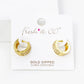 18K Gold Dipped 2 Line Micro Pave Set Cubic Zirconia 12mm Huggie Hoop Earrings