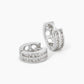 18K Gold Dipped 2 Line Micro Pave Set Cubic Zirconia 12mm Huggie Hoop Earrings