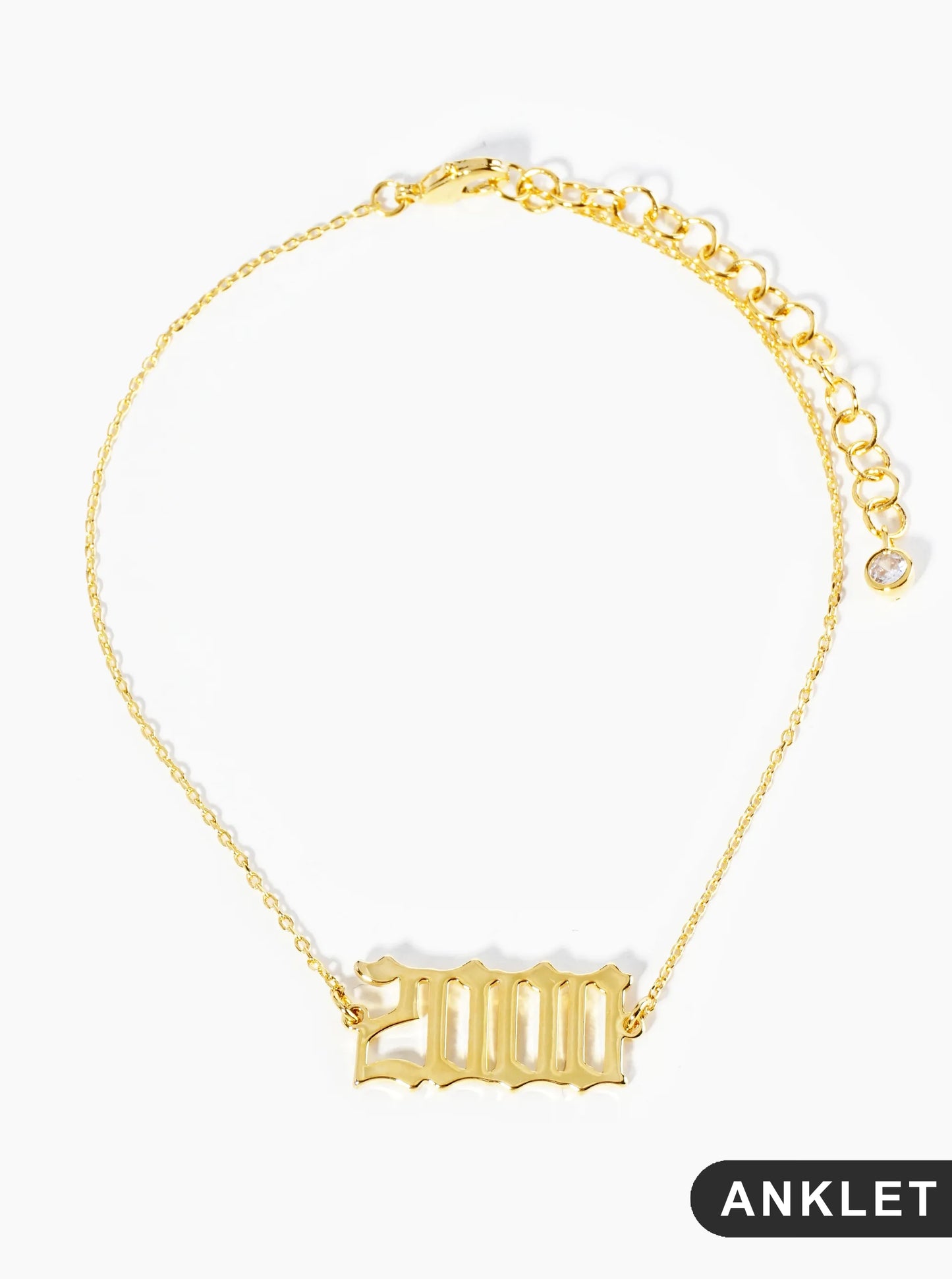 18K Gold Dipped 2000 Birth Year Brass Chain Anklet